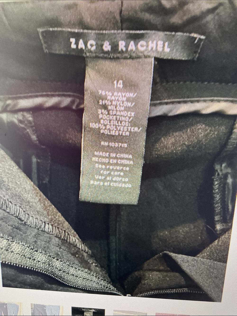 Zac & Rachel pants , 2 pairs , Black and Gray - Picture 3 of 6